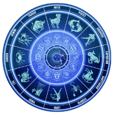 signos zodiacales en azul